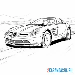 Раскраска спортивный мерседес