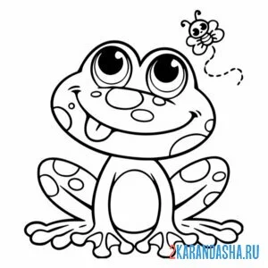 Раскраска милая лягушка и букашка
