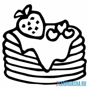 Раскраска блины с клубникой масленица