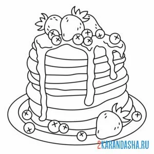 Раскраска большая стопка блины масленица