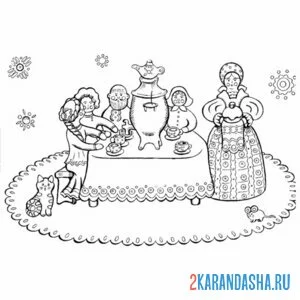 Раскраска дымковская игрушка масленица