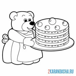 Раскраска машка и блины масленица