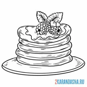 Раскраска блины с малиной масленица