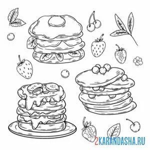 Раскраска блины красивые масленица