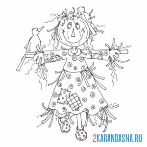 Раскраска чучело милое на масленицу