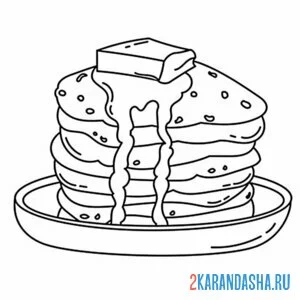 Раскраска блины с маслом масленица
