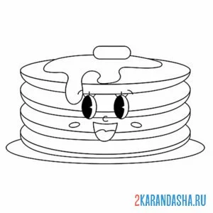 Раскраска блины с глазками масленица