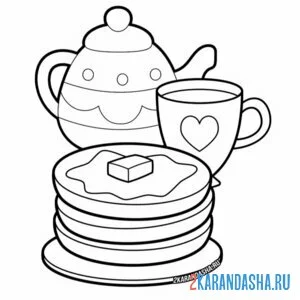 Раскраска масленица блины чай