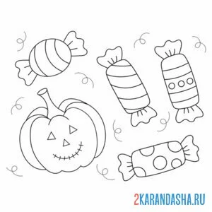 Раскраска конфеты на хеллоуин