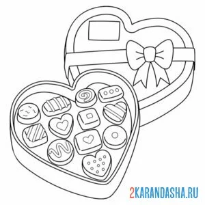 Раскраска конфеты в коробке