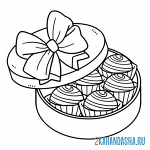 Раскраска коробка с конфетами