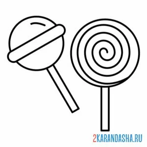 Раскраска леденцы разные сладости