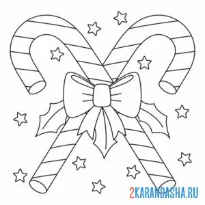 Раскраска новогодние палочки леденцы
