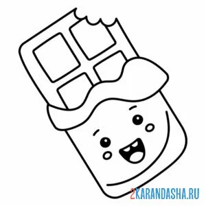 Раскраска откушенная шоколадка каваи