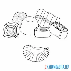Раскраска разные конфеты без коробки