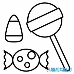 Раскраска леденец конфеты