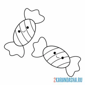 Раскраска две конфеты
