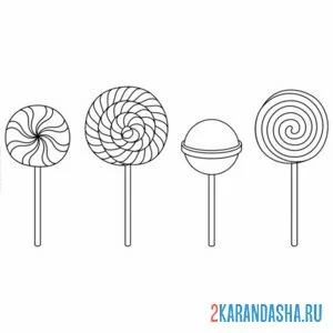 Раскраска конфеты леденцы сладкие