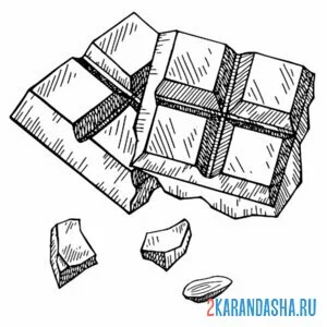 Раскраска кусочек шоколада