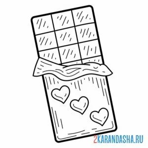 Раскраска шоколадка на 14 февраля