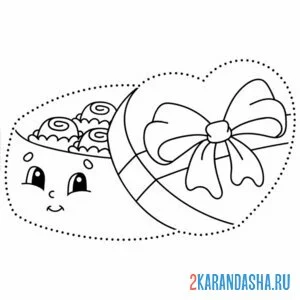 Раскраска обведи коробку с конфетамим