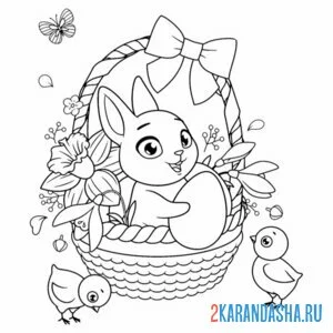 зайчик пасхальный и подснежники