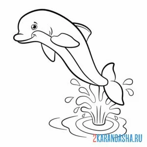 Раскраска дельфин прыжок