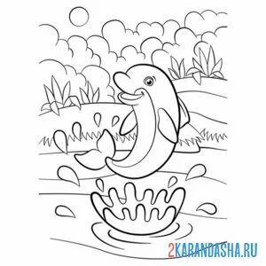 Раскраска дельфин в море