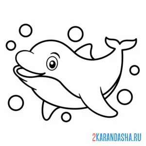 Раскраска дельфин и пузырики