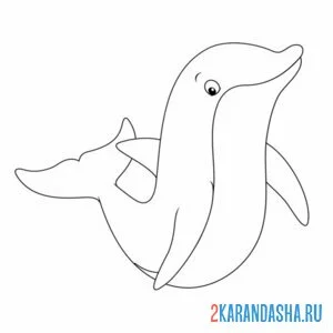 Раскраска симпатичный дельфин