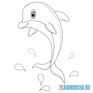 Раскраска дельфин над водой