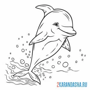 Раскраска дельфин как настоящий