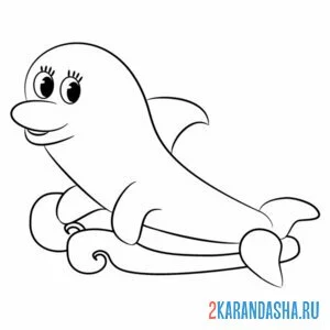 Раскраска дельфин простой