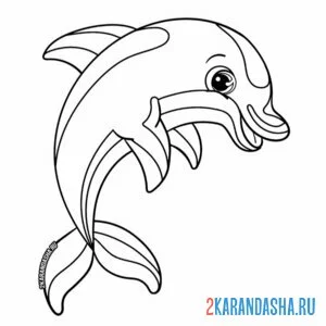 Раскраска милый дельфин