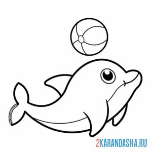Раскраска дельфин и мячик