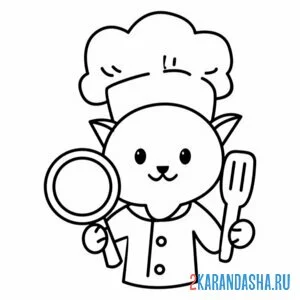 Раскраска повар-кот