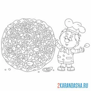 Раскраска повари и пицца