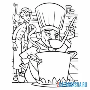 Раскраска повар рататуй пробует