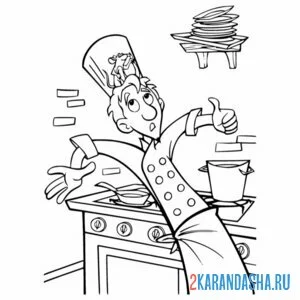 Раскраска мышонок и повар рататуй