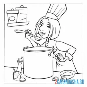 Раскраска девушка-повар