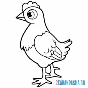 Раскраска курица что-то увидела