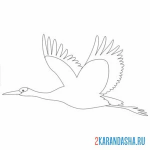 Раскраска летящий журавль
