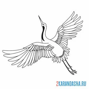 Раскраска журавль большие крылья