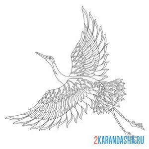 Раскраска журавль арт