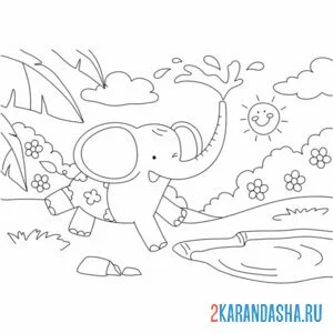 Раскраска слон зоопарк вольер