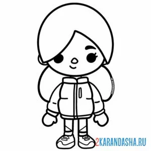 Раскраска тока бока девочка в курстке