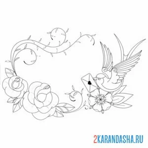 Раскраска ласточка с письмом