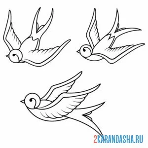 Раскраска три ласточки