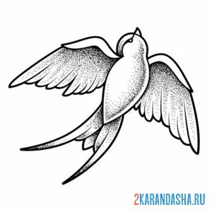 Раскраска ласточка для тату