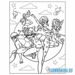 Раскраска суперкоманда леди баг